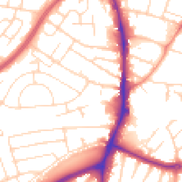 Daytime road noise heatmap for NG5 6AQ