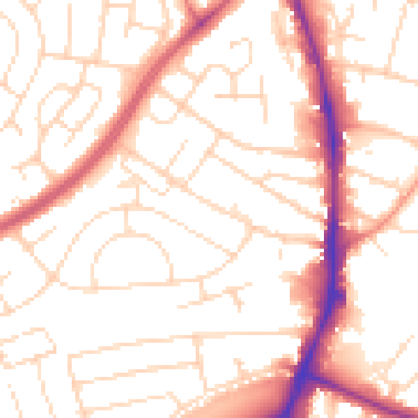Daytime road noise heatmap for NG5 6AR