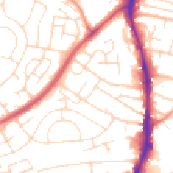 Daytime road noise heatmap for NG5 6AU