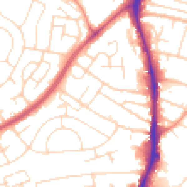 Daytime road noise heatmap for NG5 6AW