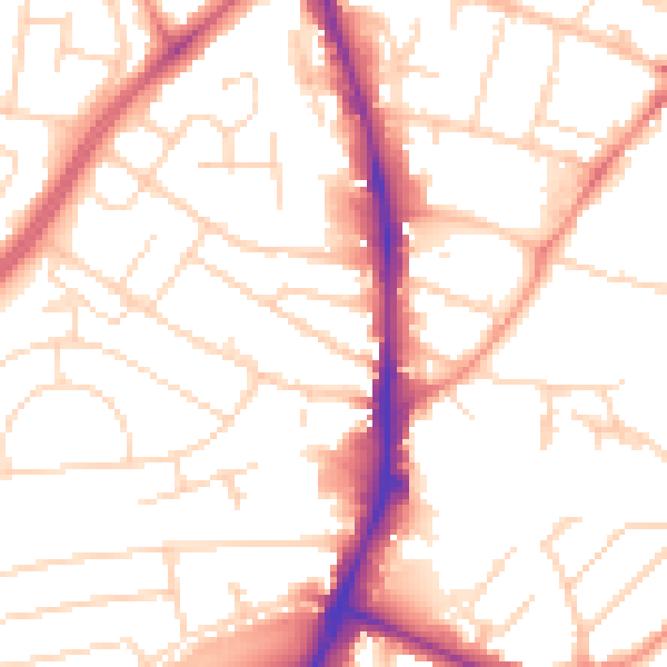 Daytime road noise heatmap for NG5 6AZ
