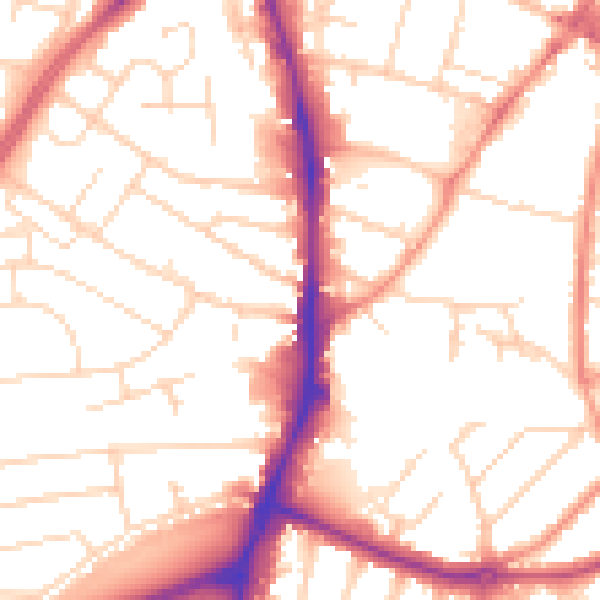 Daytime road noise heatmap for NG5 6BB