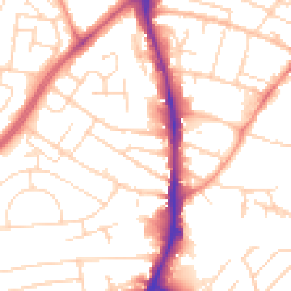 Daytime road noise heatmap for NG5 6BG