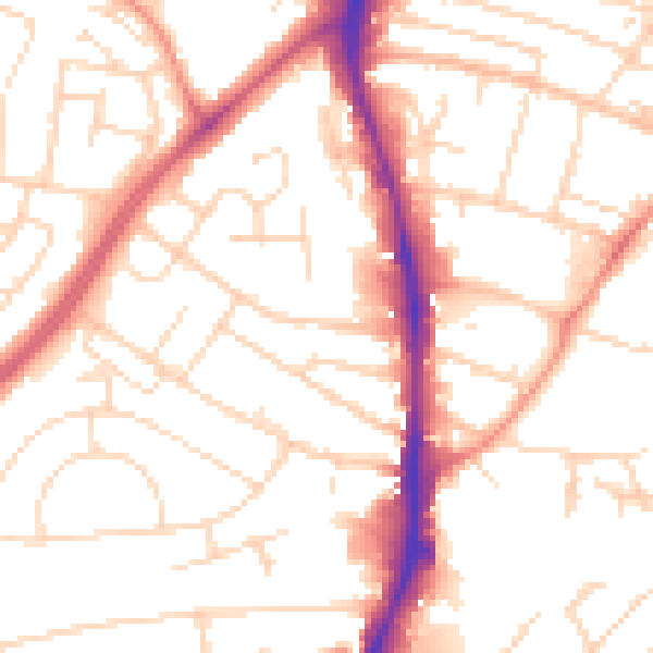 Daytime road noise heatmap for NG5 6BQ