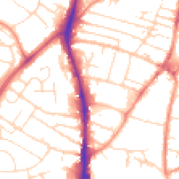 Daytime road noise heatmap for NG5 6BW