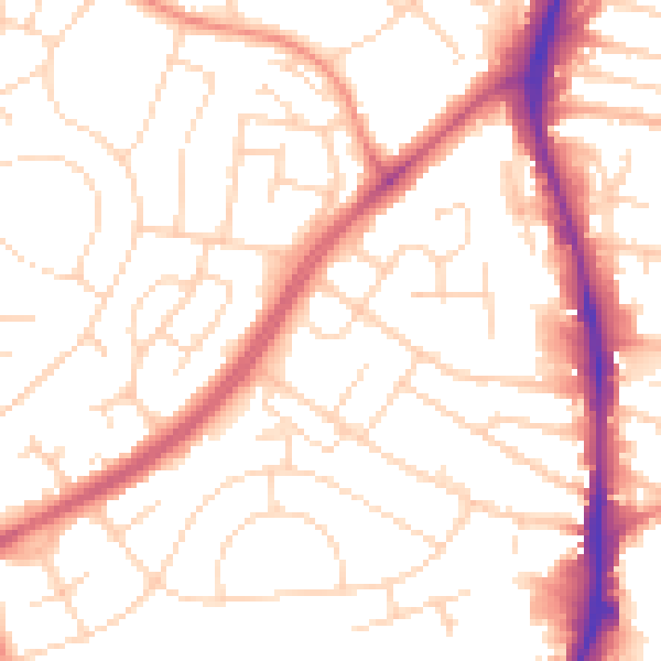 Daytime road noise heatmap for NG5 6BX