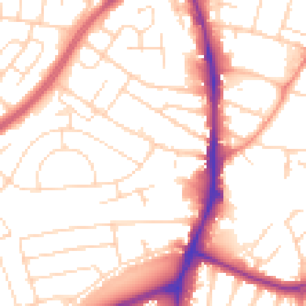 Daytime road noise heatmap for NG5 6BY