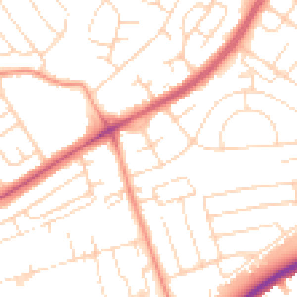 Daytime road noise heatmap for NG5 6DY