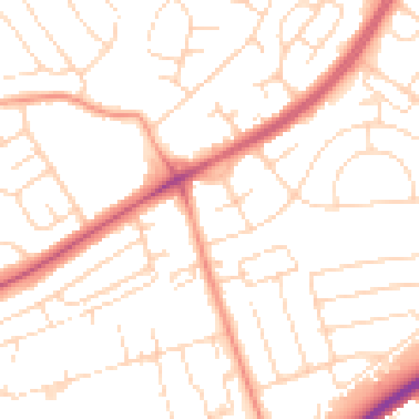 Daytime road noise heatmap for NG5 6DZ