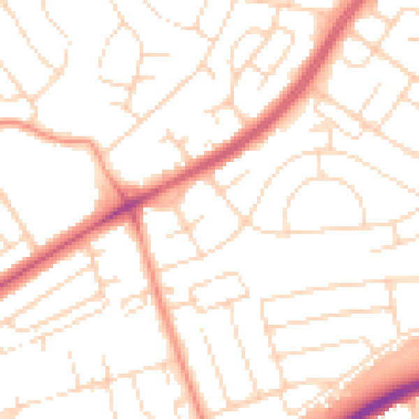 Daytime road noise heatmap for NG5 6EA
