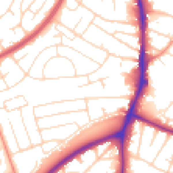 Daytime road noise heatmap for NG5 6ER