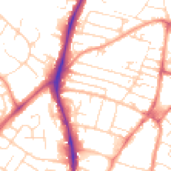Daytime road noise heatmap for NG5 6GQ