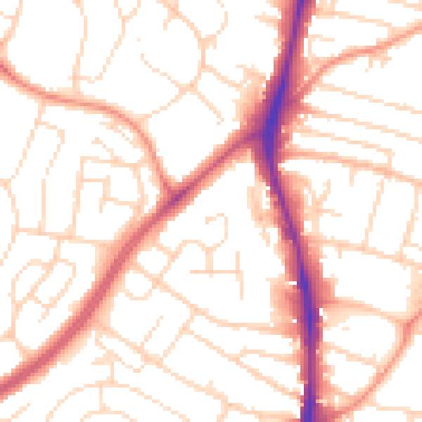 Daytime road noise heatmap for NG5 6HB