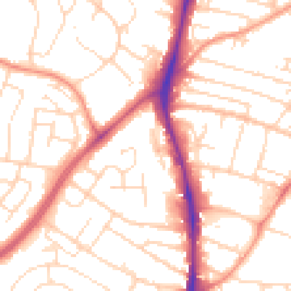 Daytime road noise heatmap for NG5 6HE