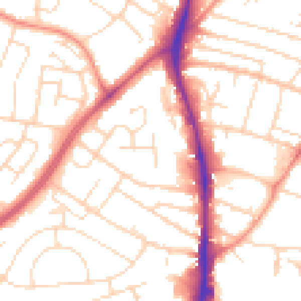 Daytime road noise heatmap for NG5 6HF