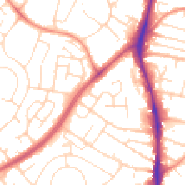 Daytime road noise heatmap for NG5 6HL