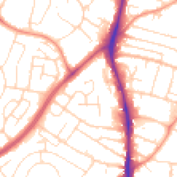 Daytime road noise heatmap for NG5 6HN