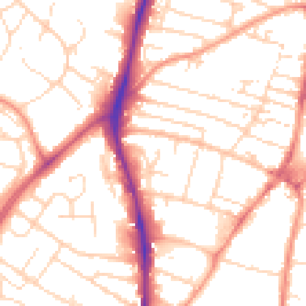 Daytime road noise heatmap for NG5 6HY