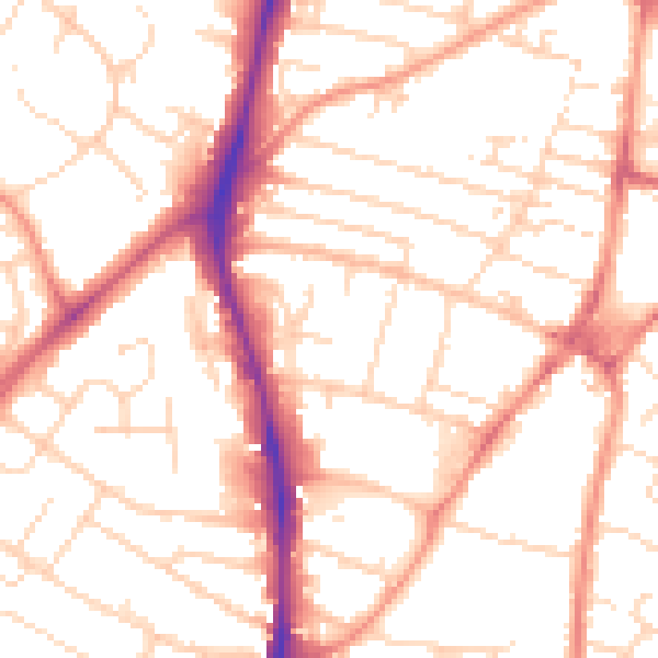 Daytime road noise heatmap for NG5 6HZ