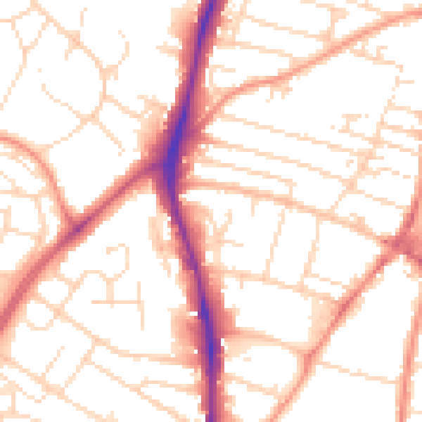 Daytime road noise heatmap for NG5 6JB
