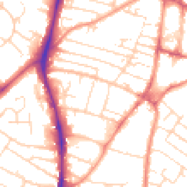 Daytime road noise heatmap for NG5 6JE