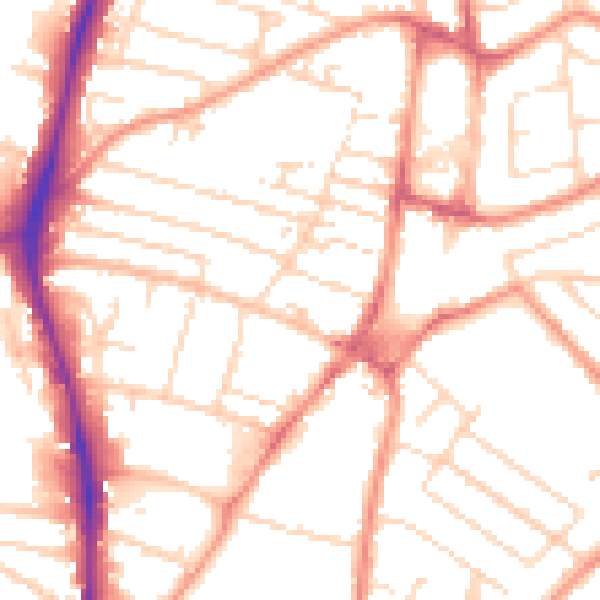 Daytime road noise heatmap for NG5 6JP