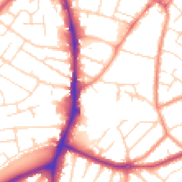 Daytime road noise heatmap for NG5 6JR