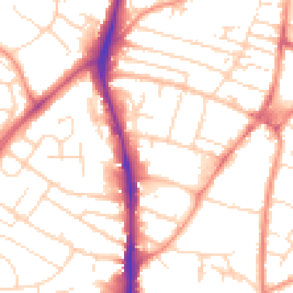 Daytime road noise heatmap for NG5 6JU