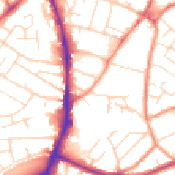 Daytime road noise heatmap for NG5 6JW
