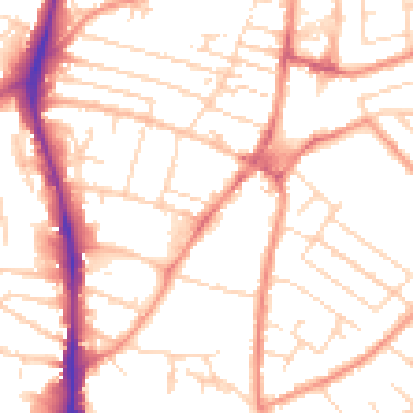 Daytime road noise heatmap for NG5 6LA