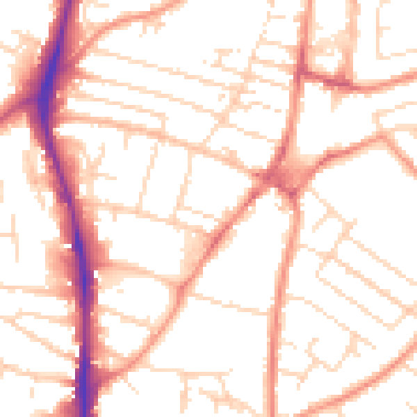 Daytime road noise heatmap for NG5 6LB