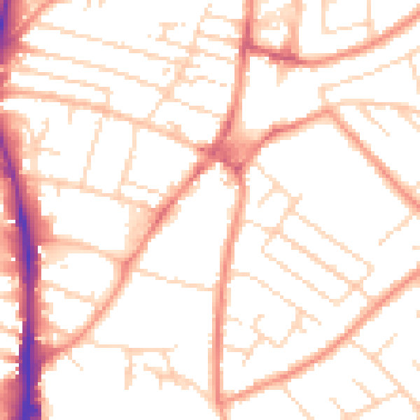 Daytime road noise heatmap for NG5 6LE