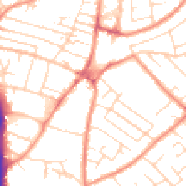 Daytime road noise heatmap for NG5 6LJ