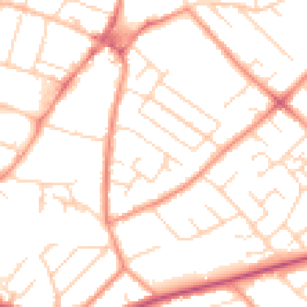 Daytime road noise heatmap for NG5 6LW