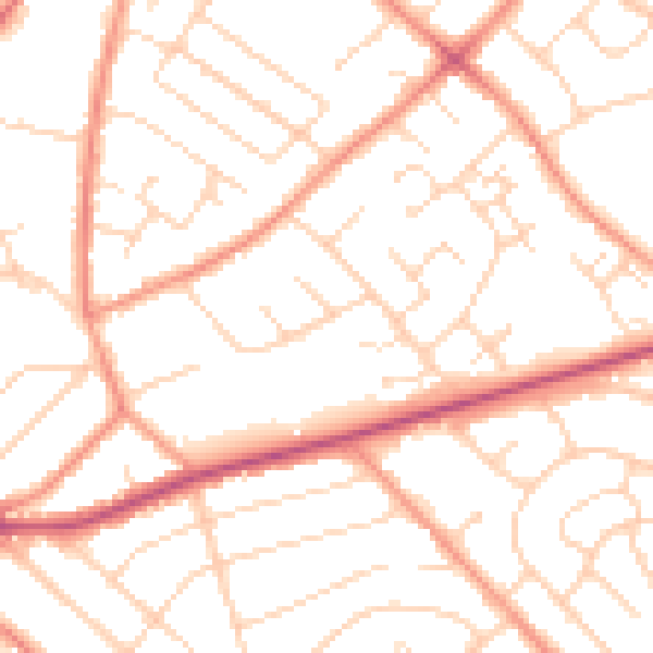 Daytime road noise heatmap for NG5 6PX