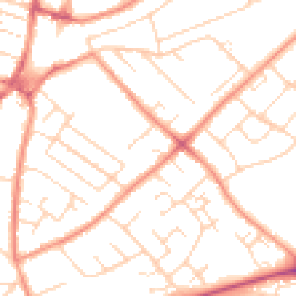 Daytime road noise heatmap for NG5 6QG