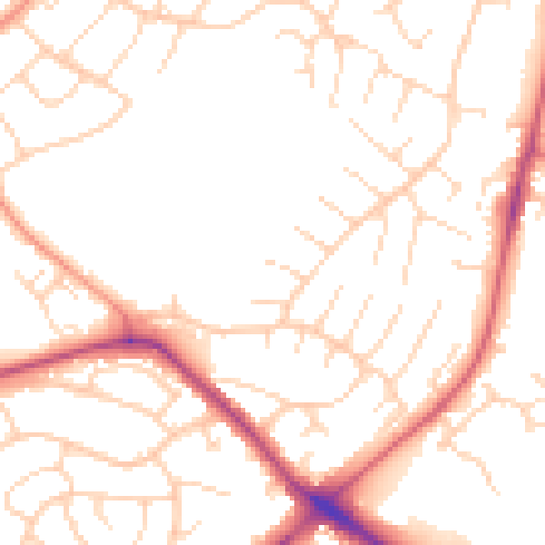 Daytime road noise heatmap for NG5 6QR