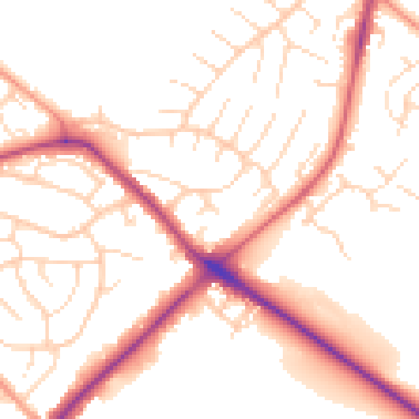 Daytime road noise heatmap for NG5 6RN