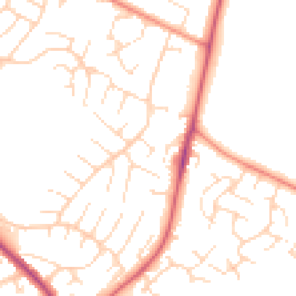 Daytime road noise heatmap for NG5 6RU