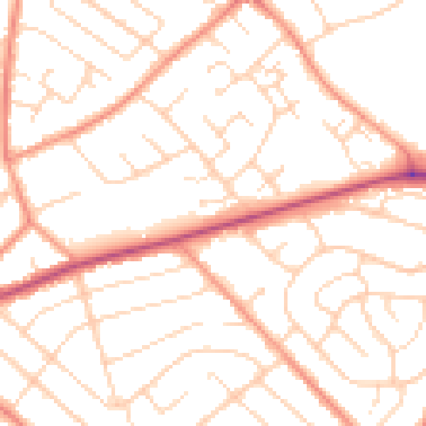 Daytime road noise heatmap for NG5 6SF