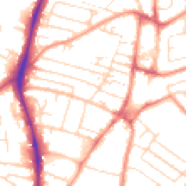 Daytime road noise heatmap for NG5 7AA