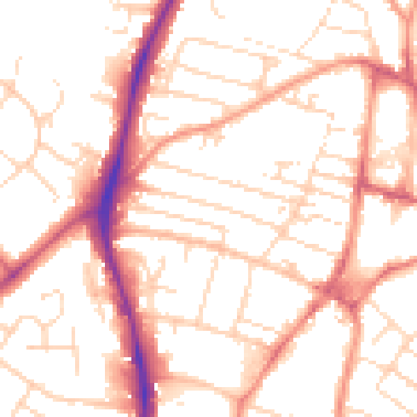 Daytime road noise heatmap for NG5 7AB