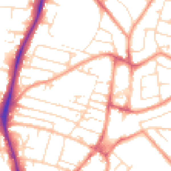 Daytime road noise heatmap for NG5 7AJ