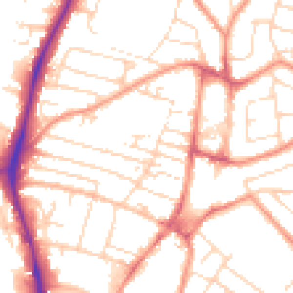 Daytime road noise heatmap for NG5 7AL