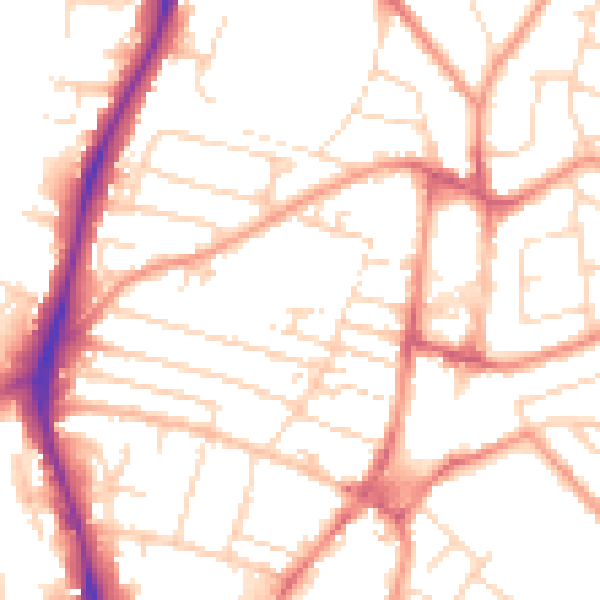 Daytime road noise heatmap for NG5 7AN
