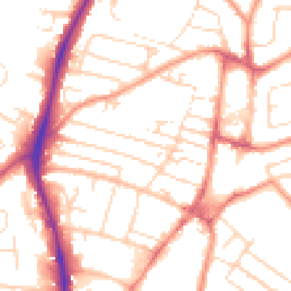 Daytime road noise heatmap for NG5 7AR