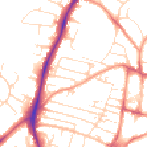 Daytime road noise heatmap for NG5 7BB