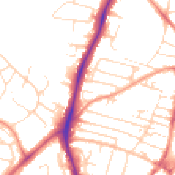 Daytime road noise heatmap for NG5 7BT