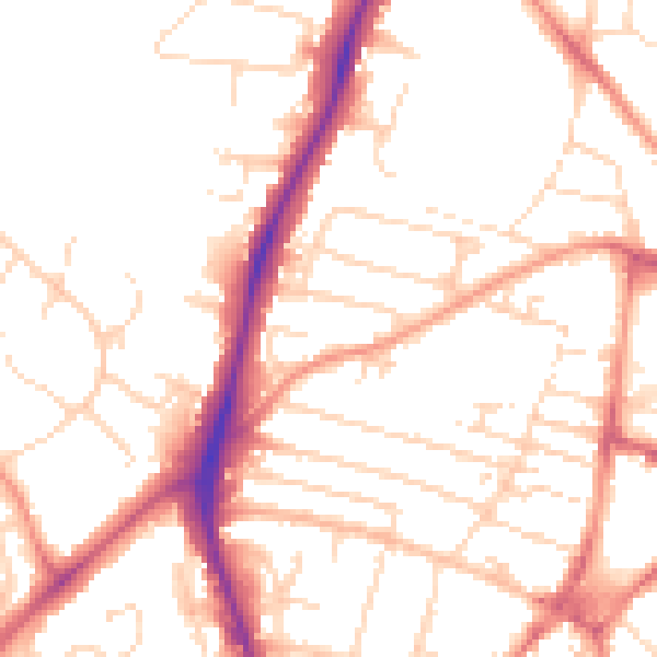 Daytime road noise heatmap for NG5 7BW
