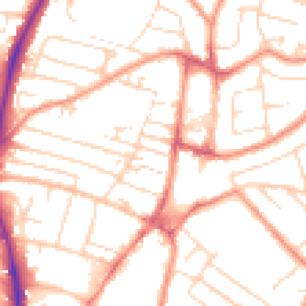Daytime road noise heatmap for NG5 7DH